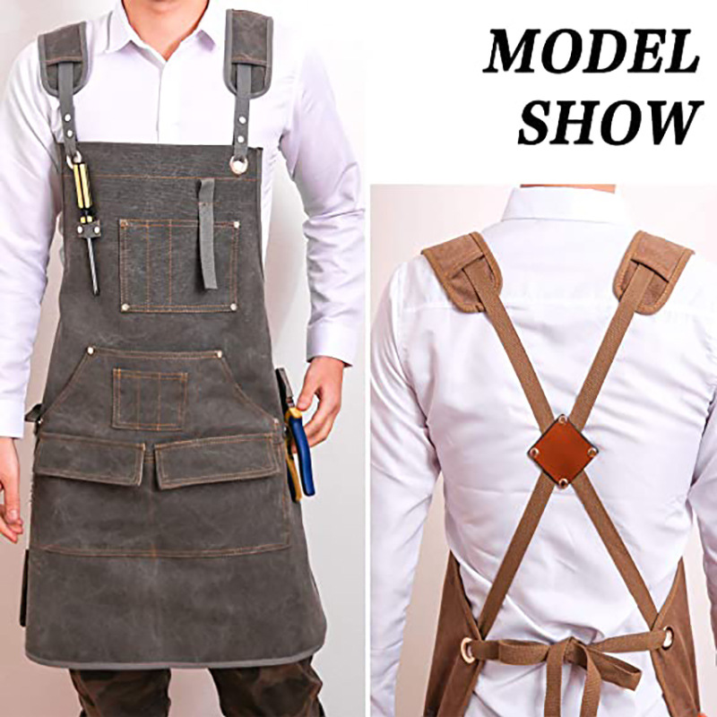 Woodworking Apron - Basit kalınlaştırılmış aşınmaya dayanıklı kanvas önlük,
