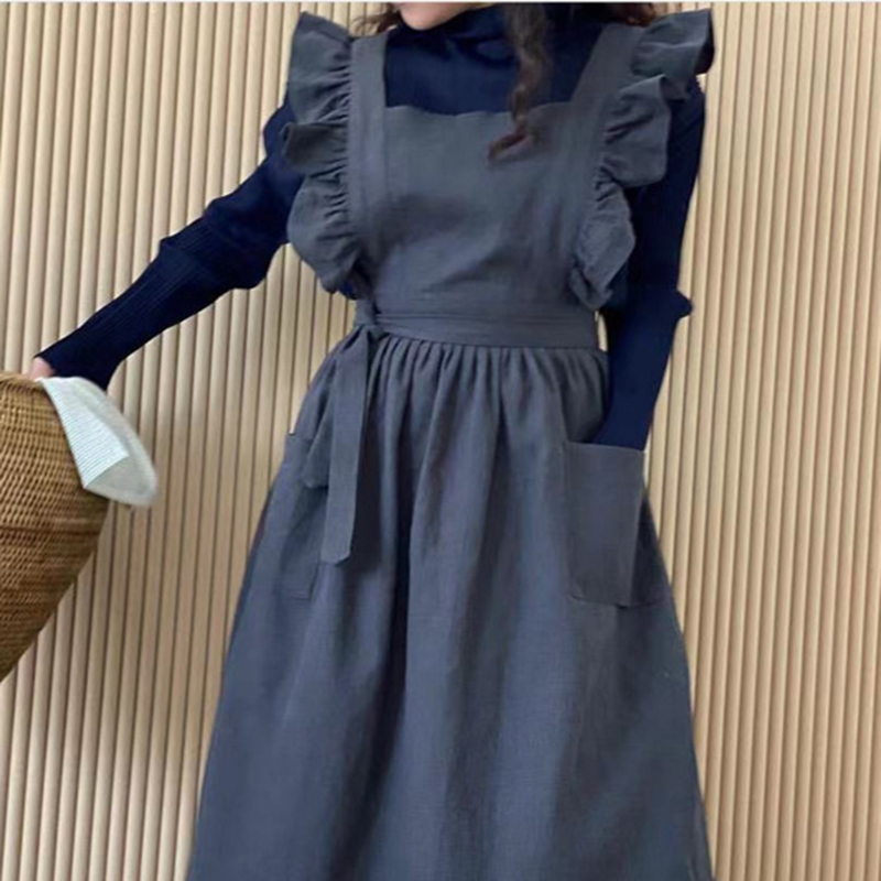 Woodworking Apron - Fransız Saray Önlüğü Retro Fırfırlı Kenarlı