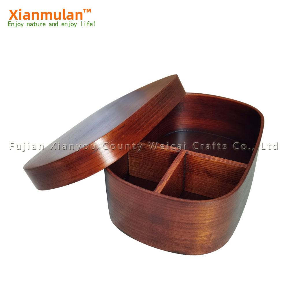 Woodworking In Japanese - Doğal Ahşap Bento Kutusu Kare Öğle
